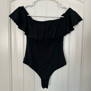 Victoria's Secret Black Ruffled Bodysuit Size XS